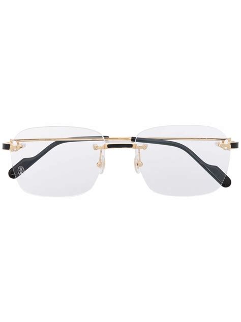 cartier gold frame glasses|Cartier rimless glasses gold.